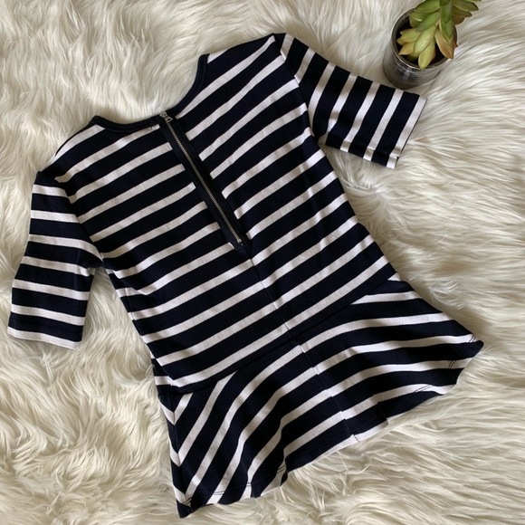 Gap Striped Peplum Zipper-Back Stretch Blouse - Picture 5 of 8